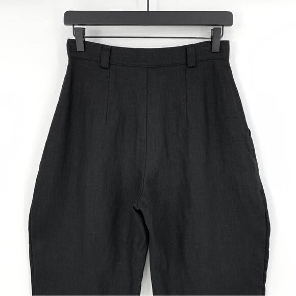 HANDMADE LINEN STUDIO Ginger High Waist Tapered Linen Pant Black - Picture 9 of 9